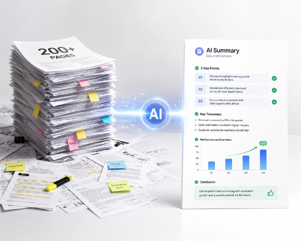 AI PDF Summarizer pulling key ideas from a document
